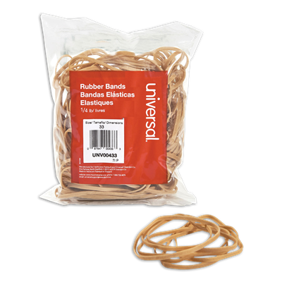 Universal™ Rubber Bands, Size 33, 0.04" Gauge, Beige, 4 oz Box, 160/Pack