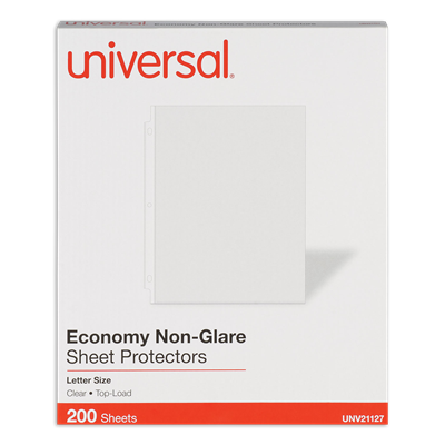 Universal™ Top-Load Poly Sheet Protectors, Nonglare, Economy, Letter, 200/Box