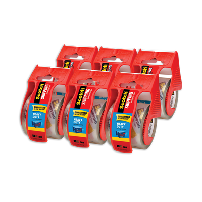 Scotch® 3850 Heavy-Duty Packaging Tape with Dispenser, 1.5" Core, 1.88" x 66.66 ft, Clear, 6/Pack