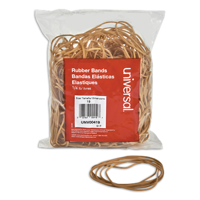 Universal™ Rubber Bands, Size 19, 0.04" Gauge, Beige, 4 oz Box, 310/Pack