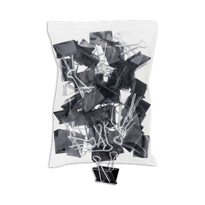 Universal™ Binder Clip Zip-Seal Bag Value Pack, Large, Black/Silver, 36/Pack