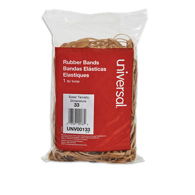 Universal™ Rubber Bands, Size 33, 0.04" Gauge, Beige, 1 lb Box, 640/Pack