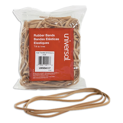 Universal™ Rubber Bands, Size 117, 0.06" Gauge, Beige, 4 oz Box, 50/Pack