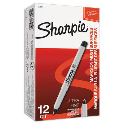 Sharpie® Ultra Fine Tip Permanent Marker, Extra-Fine Needle Tip, Black, Dozen