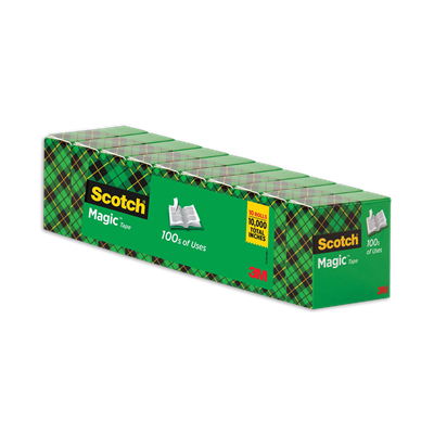 Scotch® Magic Tape Value Pack, 1" Core, 0.75" x 83.33 ft, Clear, 10/Pack