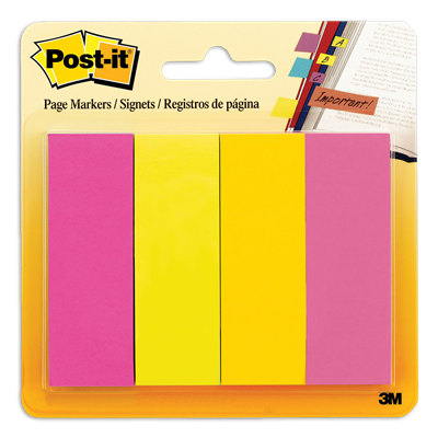 Post-it® Page Flag Markers, Assorted Brights, 50 Flags/Pad, 4 Pads/Pack