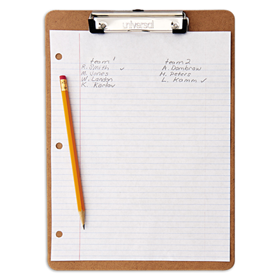 Universal™ Hardboard Clipboard with Low-Profile Clip, Holds 8.5 x 11 Sheets, Brown, 6/Pack