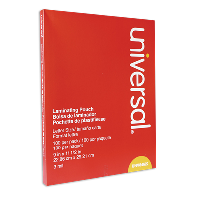 Universal™ Laminating Pouches, 3 mil, 9" x 11.5", Gloss Clear, 100/Box