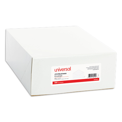 Universal™ Open-Side Business Envelope, #10, Monarch Flap, Gummed Closure, 4.13 x 9.5, 500/Box