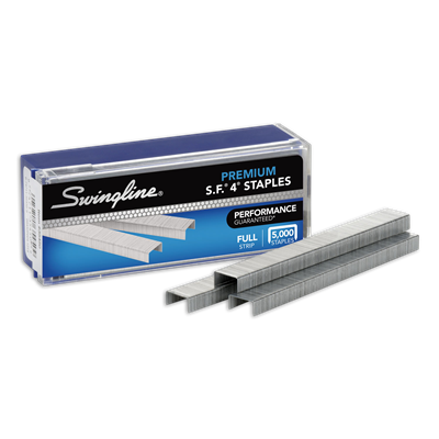 Swingline® S.F. 4 Premium Staples, 0.25" Leg, 0.5" Crown, Steel, 5,000/Box